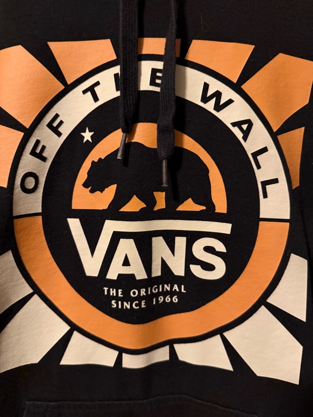 Vans Black Hoodie with Orange and Cream Graphic - Picture 2 of 5